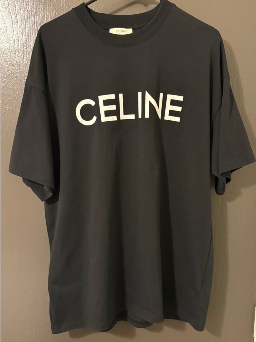 Celine Black T-Shirt with White Logo